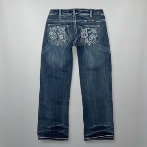 Cowgirl Tuff Y2K Low Rise Denim Capris Western Embroidered Embellished 26 Bling